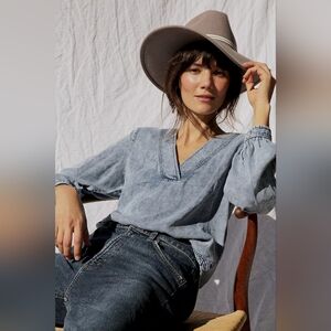 Pilcro Washed Chambray Blouse
